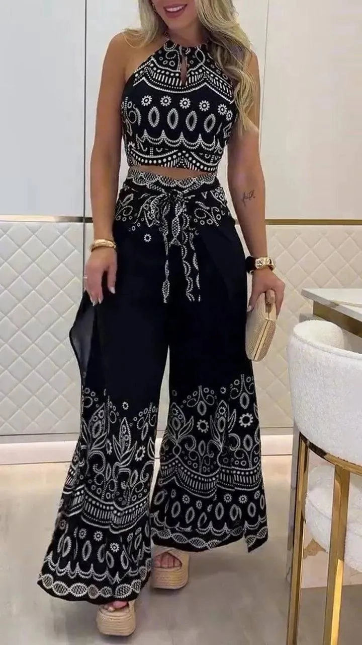 Women's Vintage Printed Holiday Casual Three-Piece Suits - MATCHING MASTER