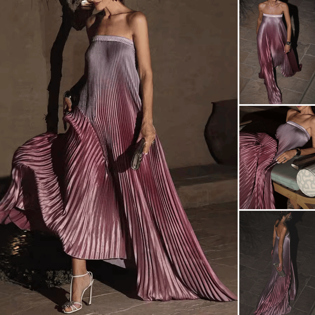 🌸Spring Sale💐 Ombre Pleated Strapless Evening Dress - MATCHING MASTER