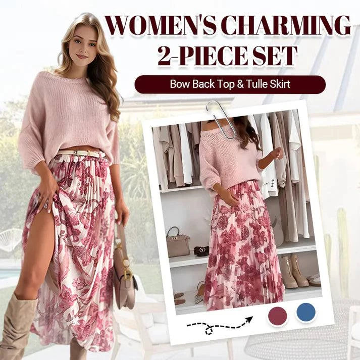 🌸Crew Neck Top & Printed Belted Skirt Set - MATCHING MASTER