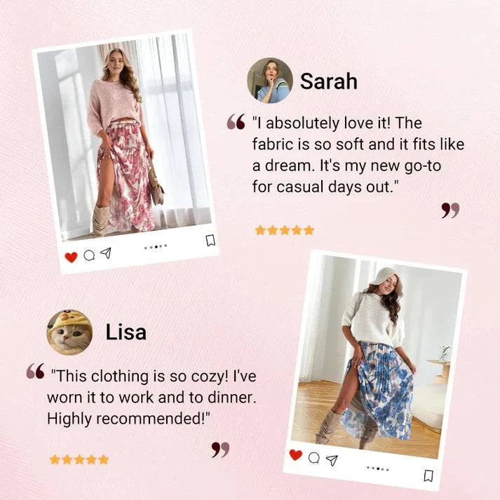 🌸Crew Neck Top & Printed Belted Skirt Set - MATCHING MASTER