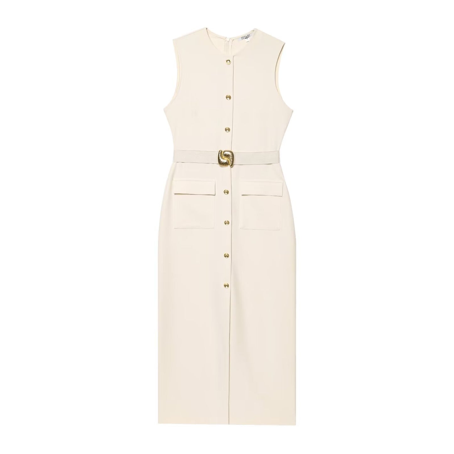 Sleeveless round neck dress (with belt) - MATCHING MASTER