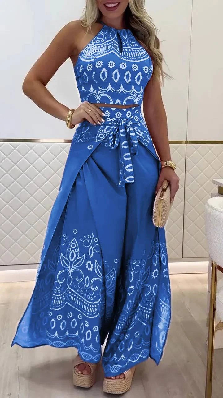 Women's Vintage Printed Holiday Casual Three-Piece Suits - MATCHING MASTER