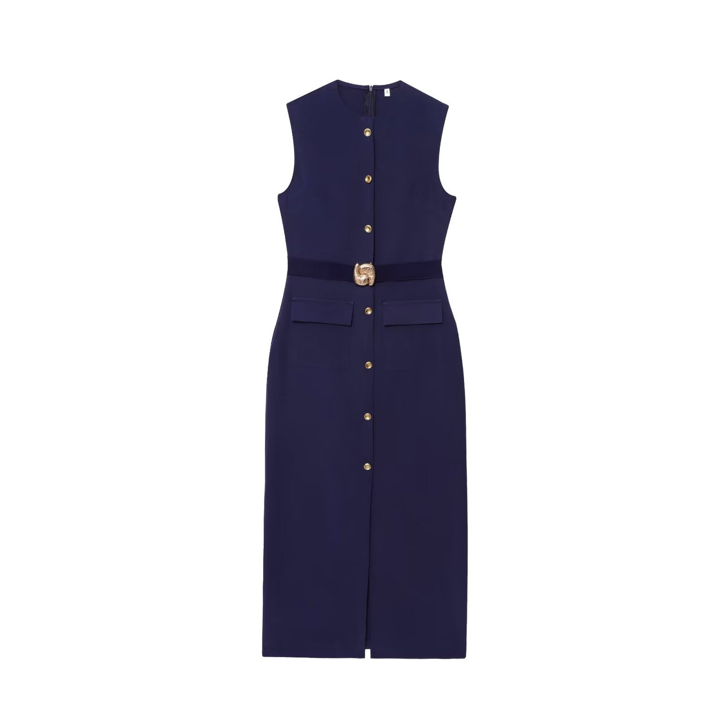 Sleeveless round neck dress (with belt) - MATCHING MASTER