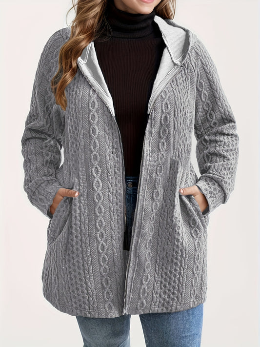 Ladies' Plus Size Solid Color Pocket Coat