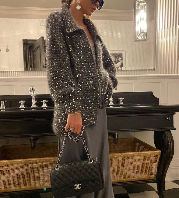 Ladies' Sparkling Sweater Cardigan