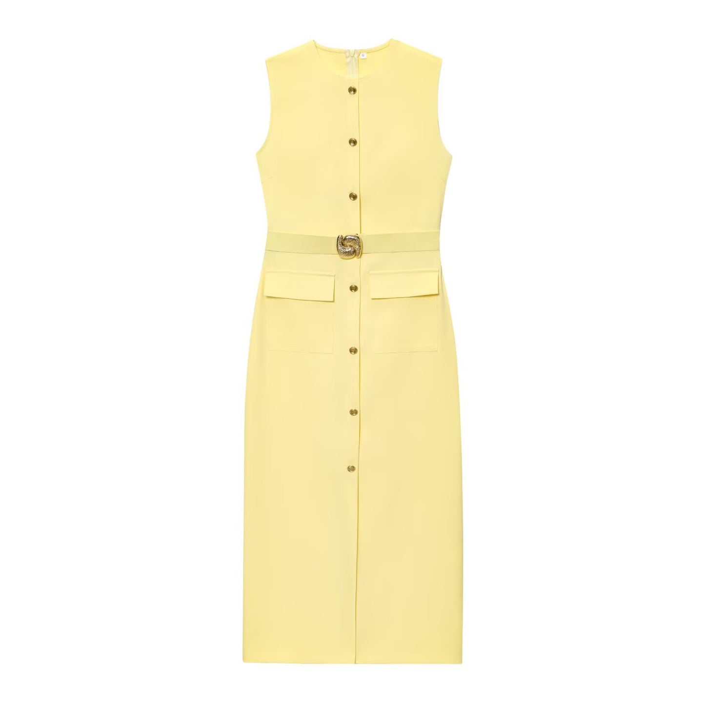 Sleeveless round neck dress (with belt) - MATCHING MASTER