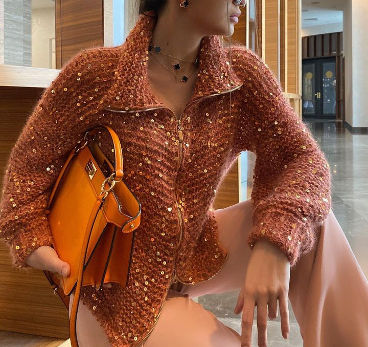 Ladies' Sparkling Sweater Cardigan
