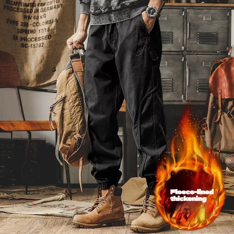 Men's workwear multi-pocket trousers, trendy loose casual functional cuffed trousers