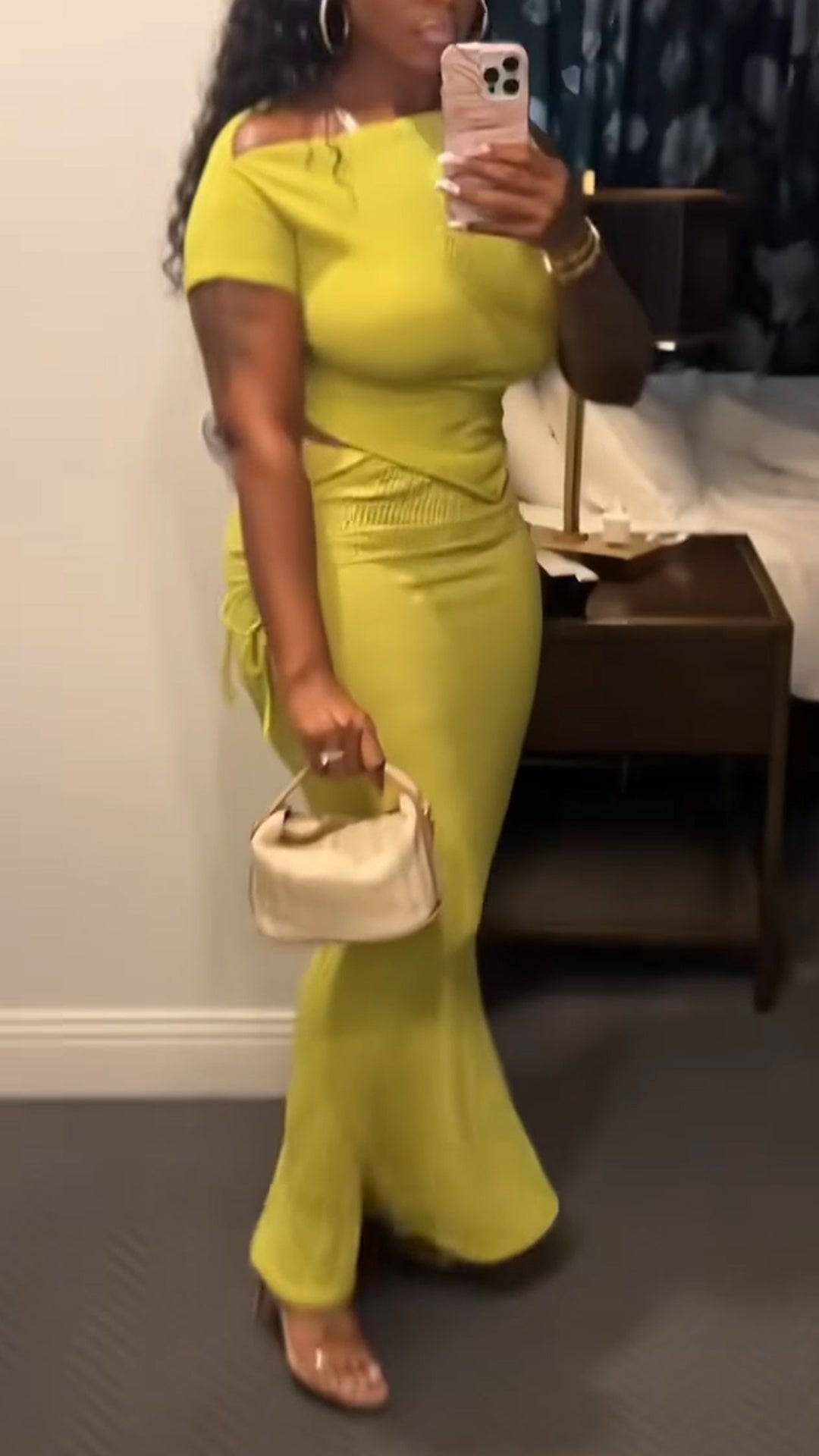 Ladies' Slanted Collar Solid Color Top+skirt with A Casual Temperament Suit - MATCHING MASTER