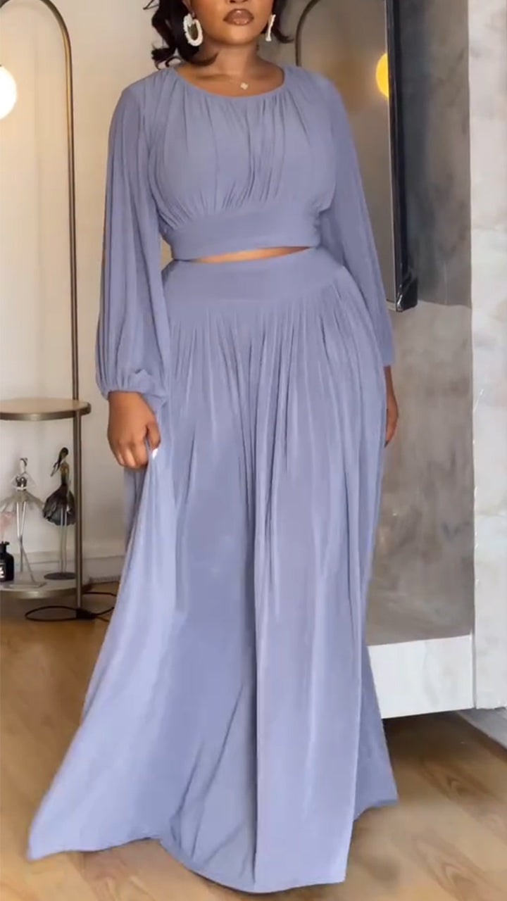 Ladies' Round Neck Top+ Skirt Casual Temperament Set