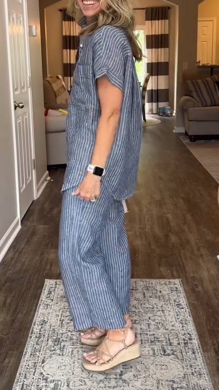 Ladies' Lapel Vertical Pattern Leisure Set - MATCHING MASTER