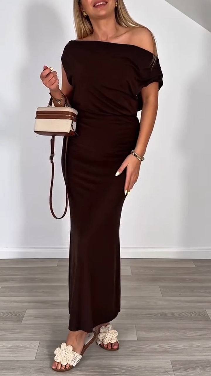 Ladies' Round Neck Solid Color Top+ Skirt Casual Set - MATCHING MASTER