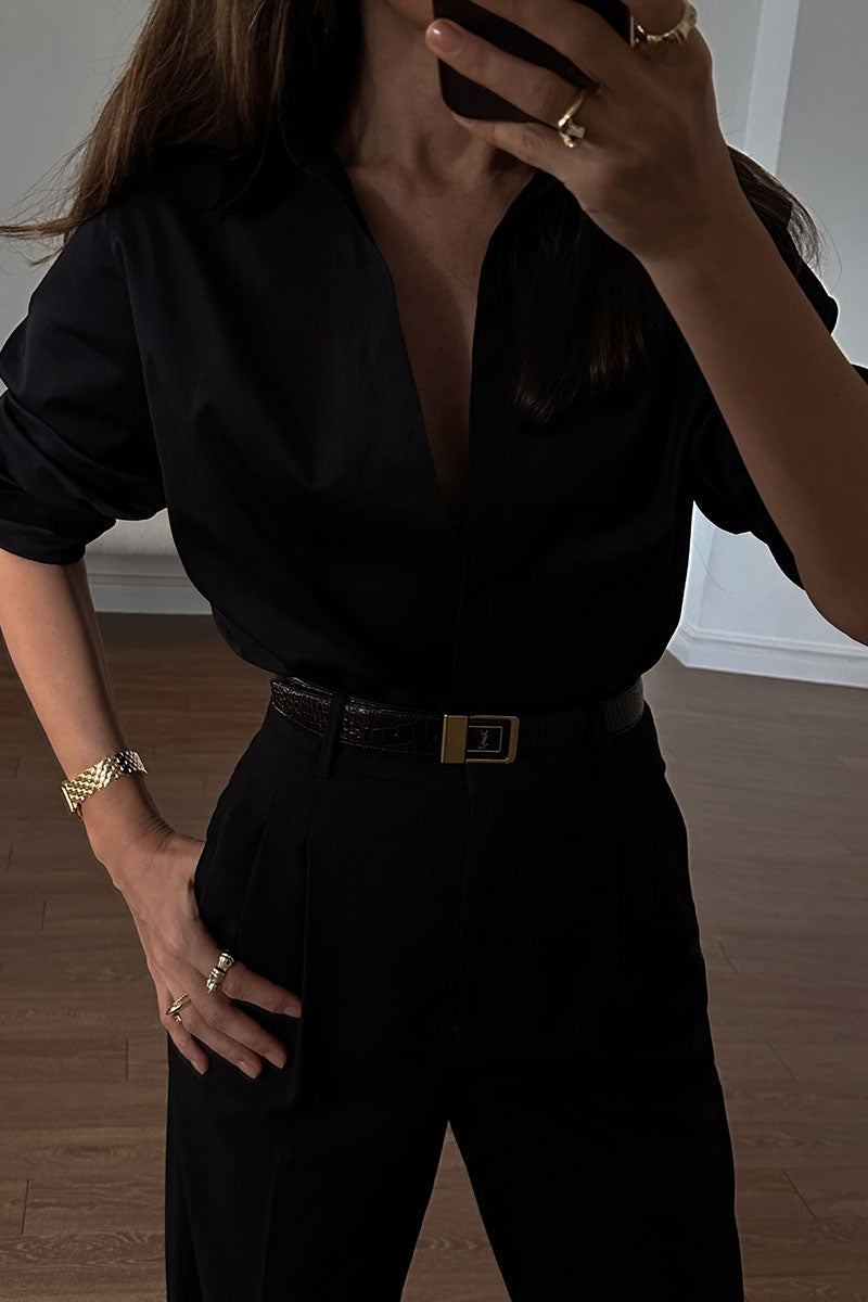 Women's Simple Lapel Shirt Casual Trousers Suit