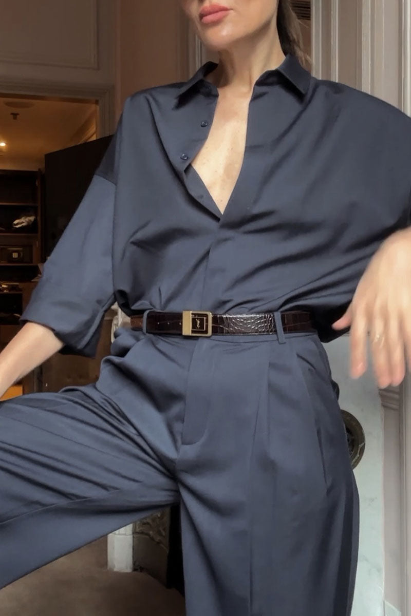 Women's Simple Lapel Shirt Casual Trousers Suit