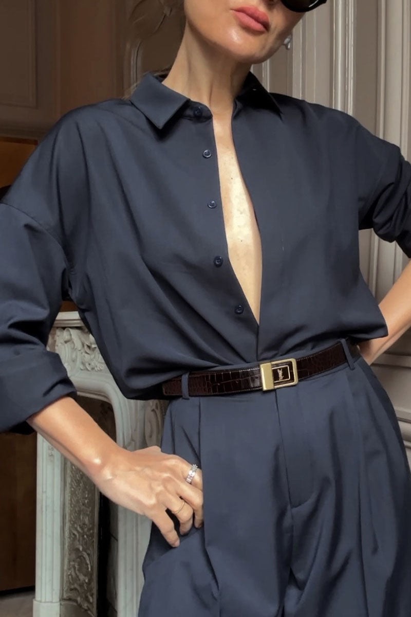 Women's Simple Lapel Shirt Casual Trousers Suit