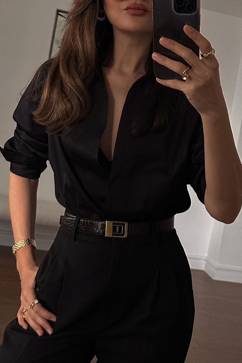 Women's Simple Lapel Shirt Casual Trousers Suit