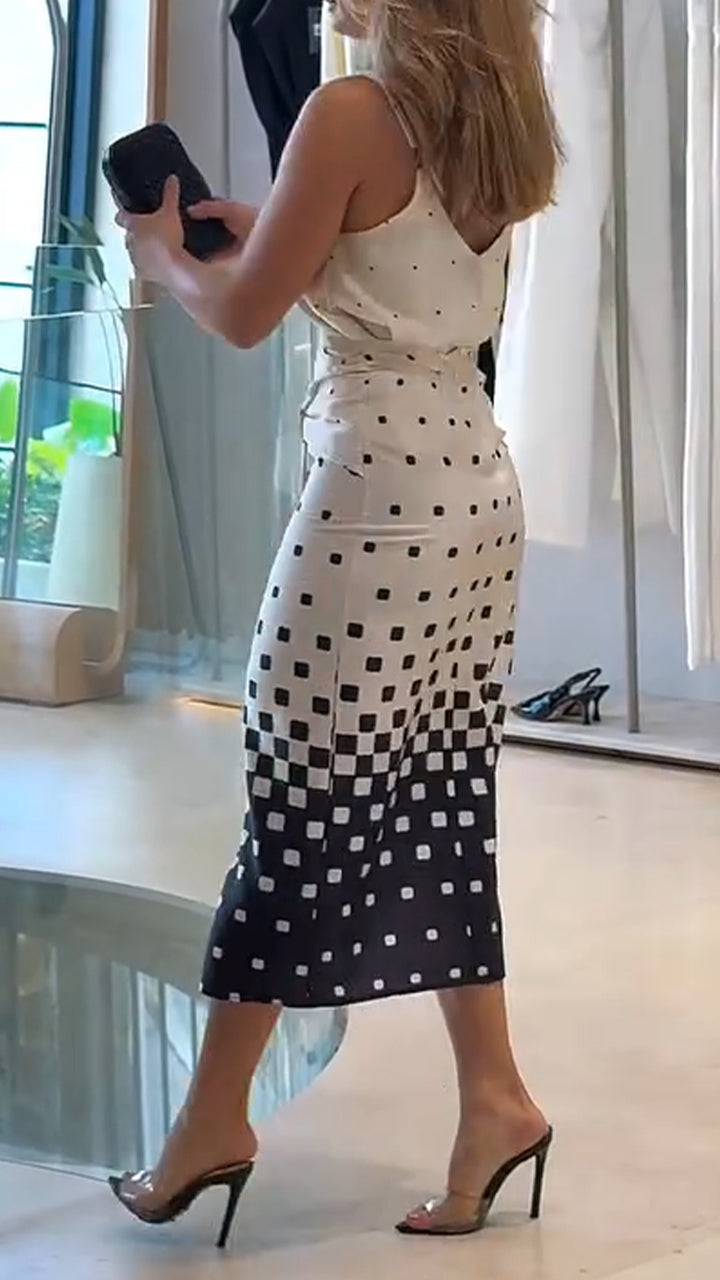 Ladies' Spaghetti Strap Polka Dot Top+ Skirt Casual Temperament Set - MATCHING MASTER