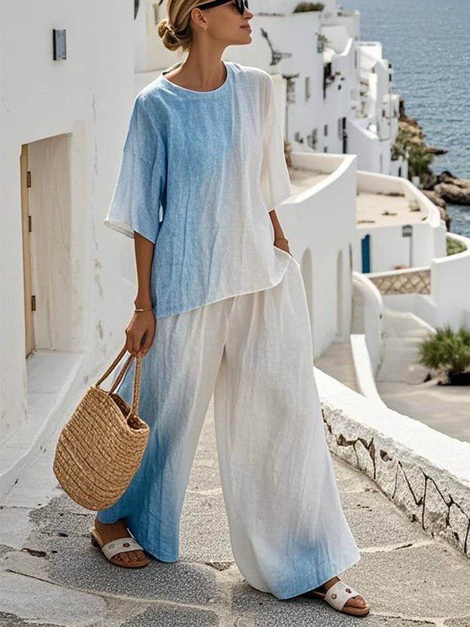 Ladies' Round Neck Contrasting Loose Casual Suit - MATCHING MASTER