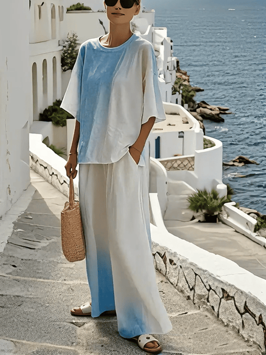 Ladies' Round Neck Contrasting Loose Casual Suit - MATCHING MASTER