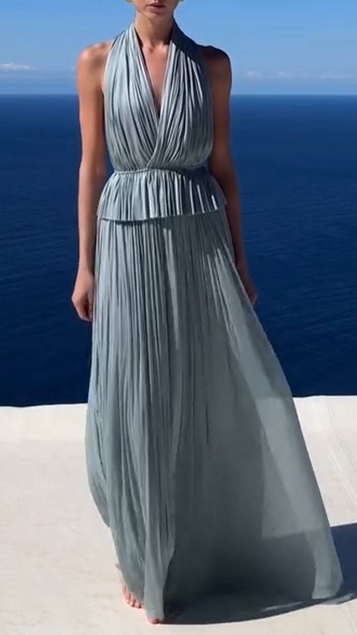 Ladies' Neck Hanging Hollow Top+ Skirt Elegant Temperament Set - MATCHING MASTER