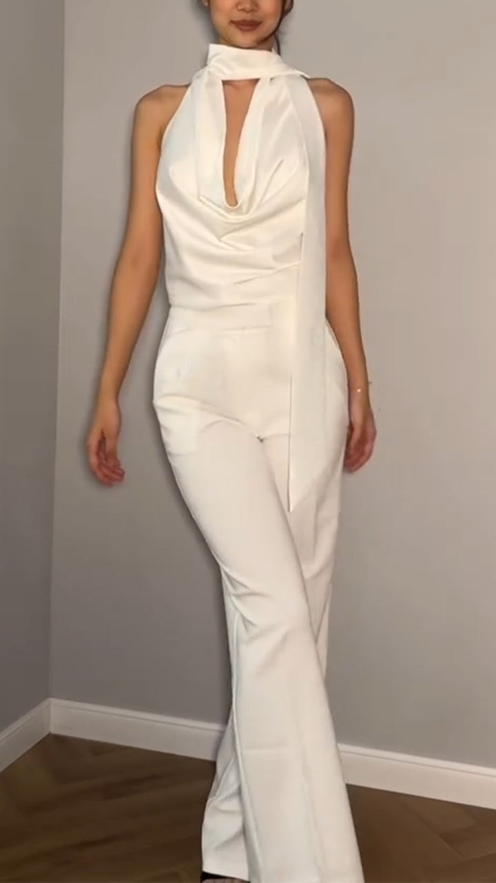 Ladies' Neck Hanging Hollow Top+ Pants with A Casual Temperament Suit