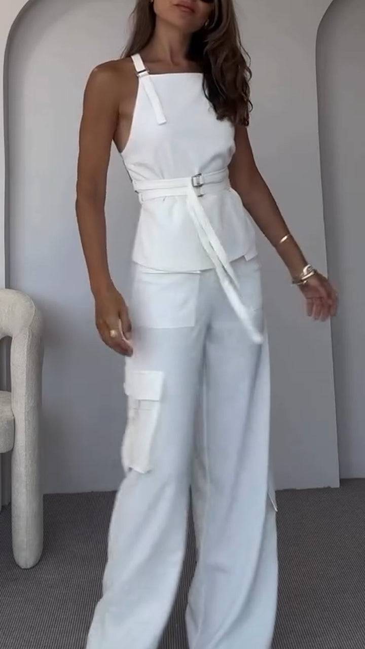 Women's Sleeveless Backless Top + Trousers Casual Suit - MATCHING MASTER
