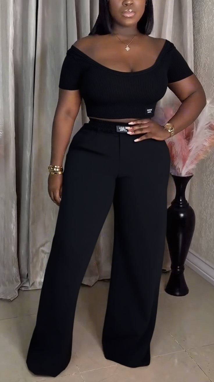 Ladies' Large U-neck Top + Pants Casual Suit - MATCHING MASTER