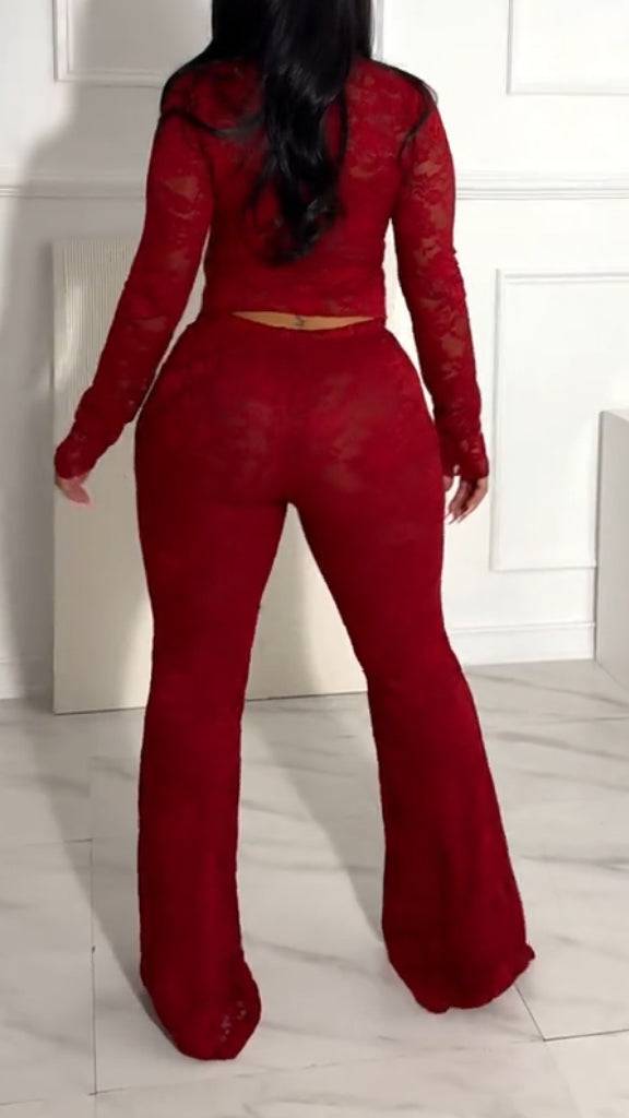 Ladies Printed Lace Strap Top+ Pants Sexy Temperament Set - MATCHING MASTER