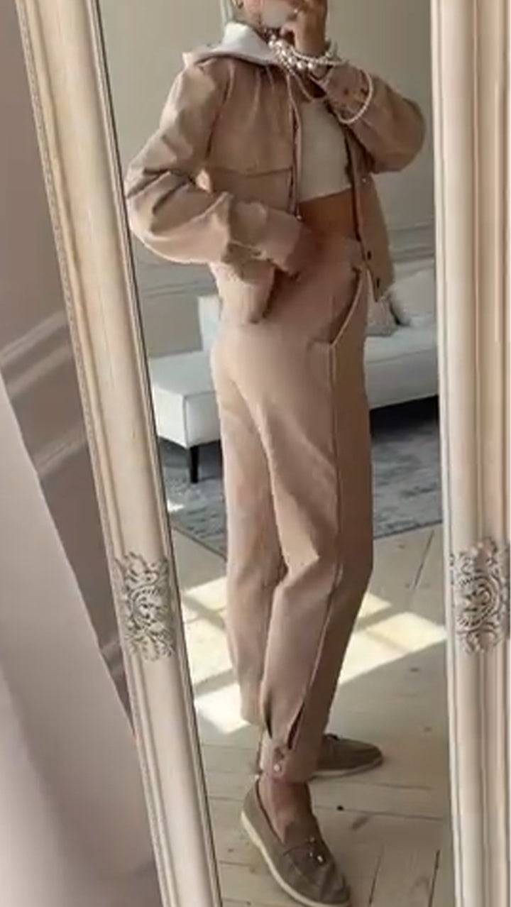 Ladies Lapel Breasted Jacket + Pants Casual Suit - MATCHING MASTER