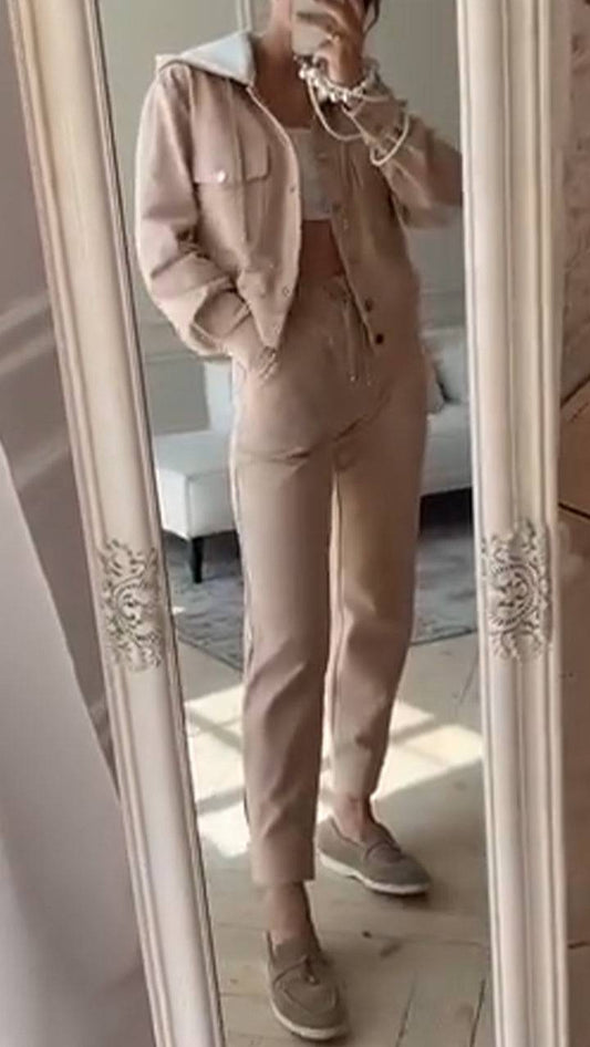 Ladies Lapel Breasted Jacket + Pants Casual Suit - MATCHING MASTER