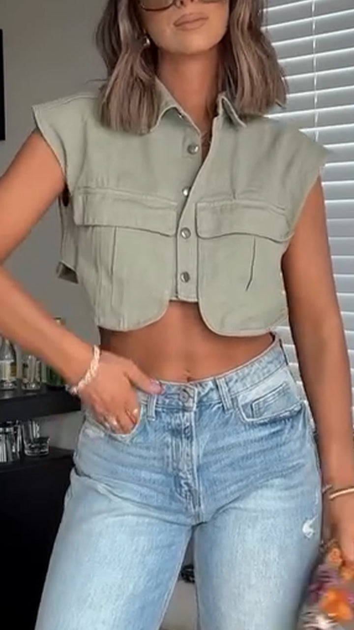 Ladies Collar Irregular Top+ Wash Pants Casual Set