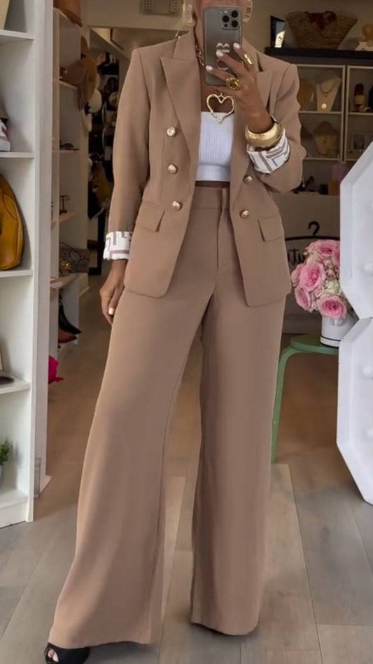 Ladies Collar Jacket+ Pants Style Commuting Suit - MATCHING MASTER