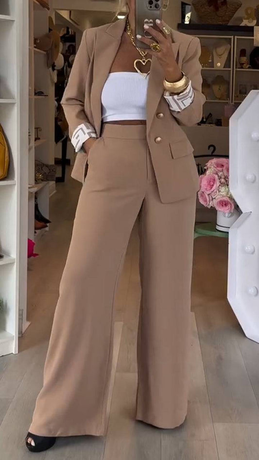 Ladies Collar Jacket+ Pants Style Commuting Suit - MATCHING MASTER