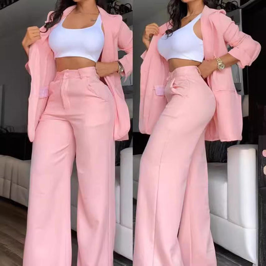 BundleWear™ Tailored Muse Suit | Notched-Lapel Blazer & Wide-Leg Trousers Co-Ord
