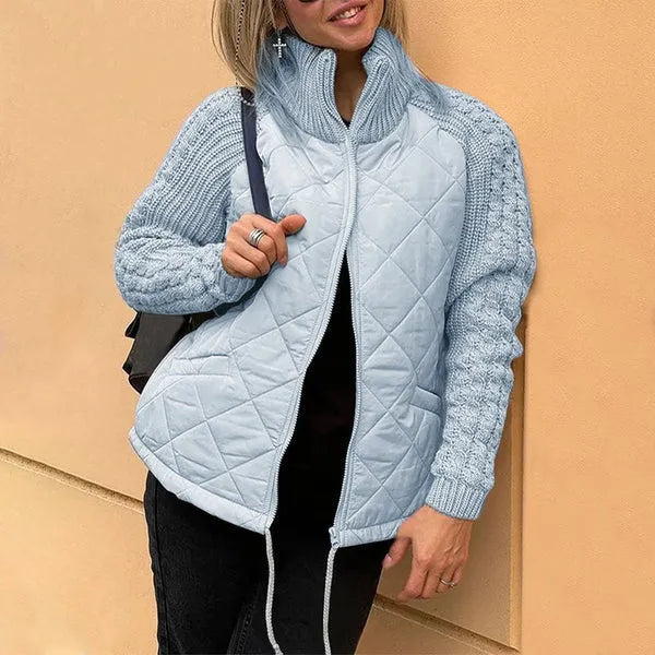 Stand collar knitted panel down jacket - MATCHING MASTER