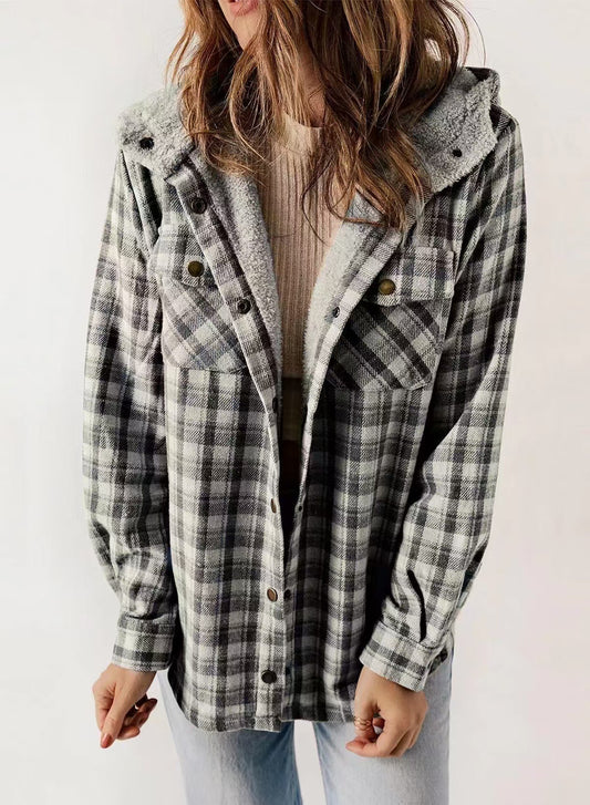 Winter Casual Plaid Hooded Wool Coat - MATCHING MASTER