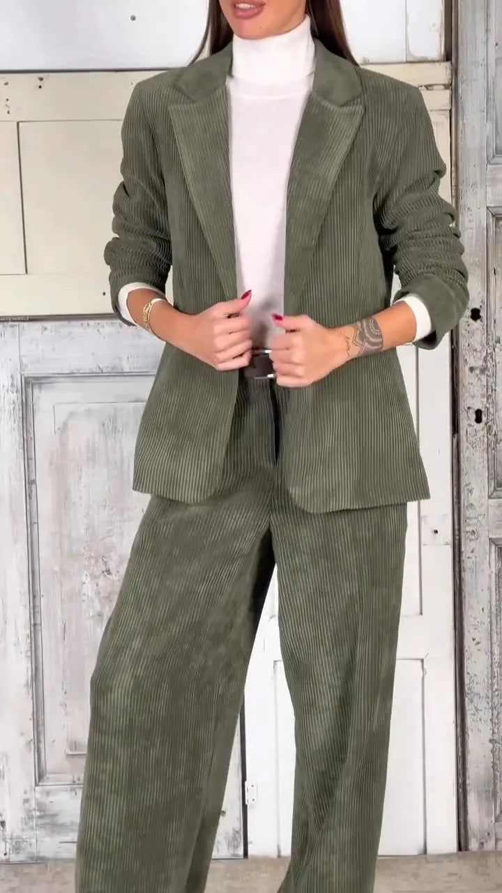 Ladies Casual Commuting Corduroy Suit - MATCHING MASTER