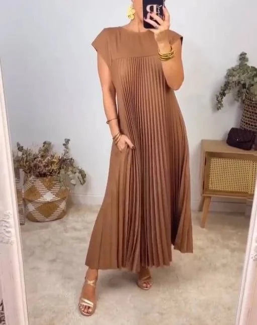 💕Women's pleated dress in solid color👗 - MATCHING MASTER