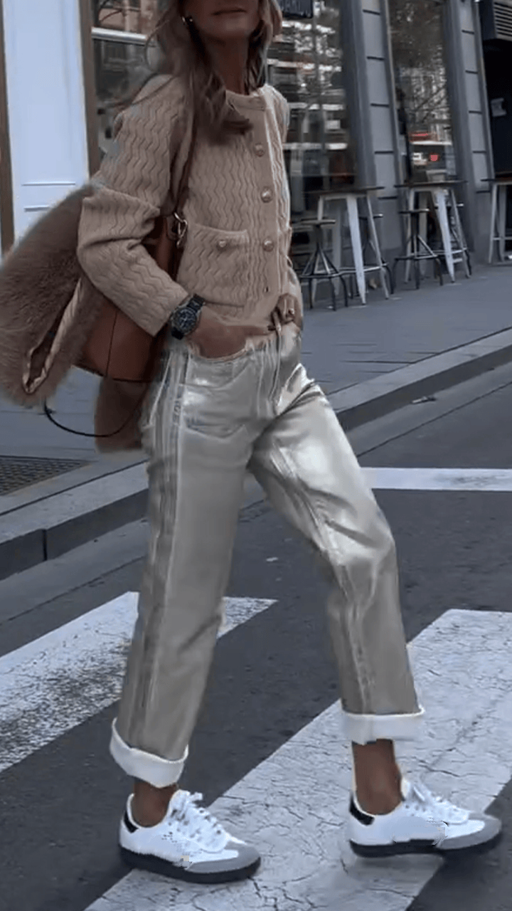 Women Round Neck Knitted Sweater + Pants Casual Suit - MATCHING MASTER