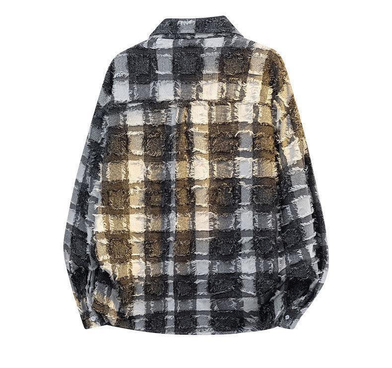 Fringed plaid long-sleeved jacket - MATCHING MASTER
