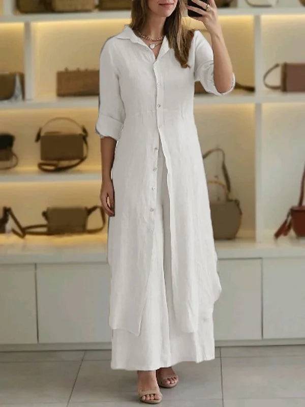 Women Casual Cotton and Linen Two-piece Set - MATCHING MASTER