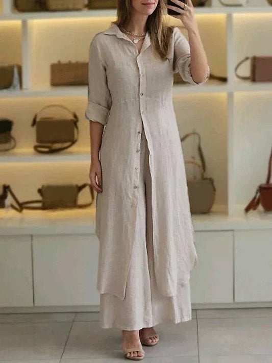 Women Casual Cotton and Linen Two-piece Set - MATCHING MASTER