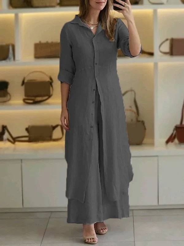 Women Casual Cotton and Linen Two-piece Set - MATCHING MASTER