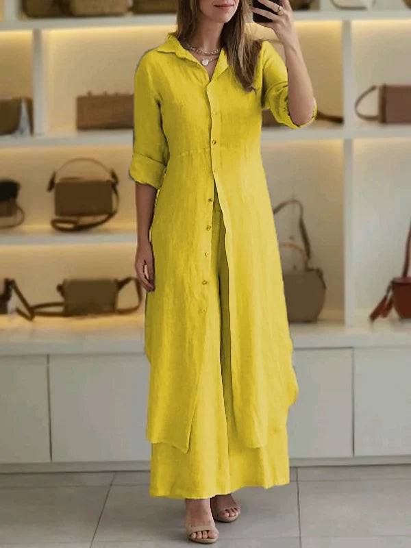 Women Casual Cotton and Linen Two-piece Set - MATCHING MASTER