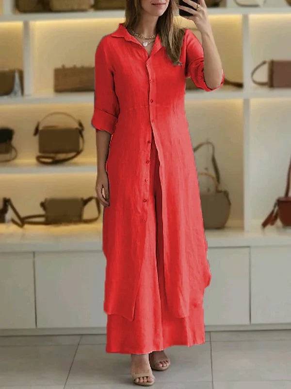Women Casual Cotton and Linen Two-piece Set - MATCHING MASTER
