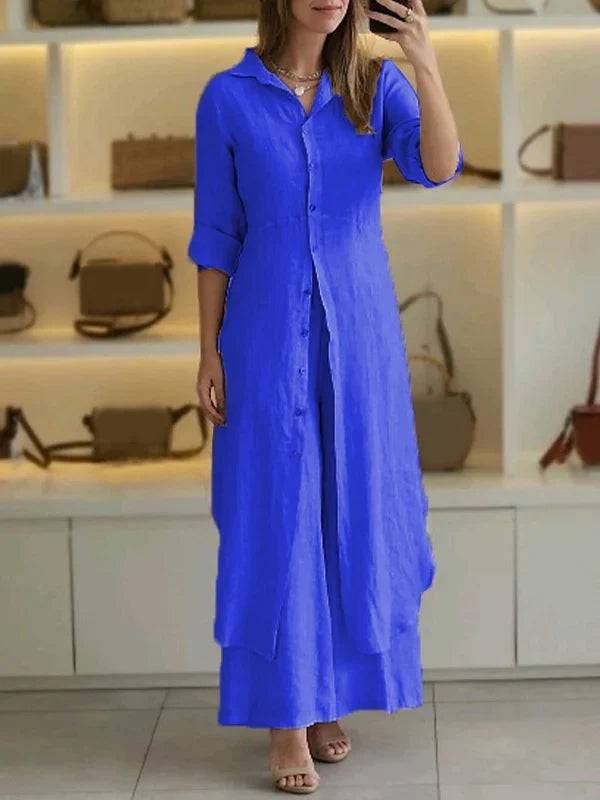 Women Casual Cotton and Linen Two-piece Set - MATCHING MASTER