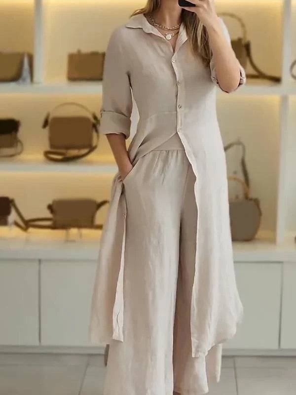 Women Casual Cotton and Linen Two-piece Set - MATCHING MASTER