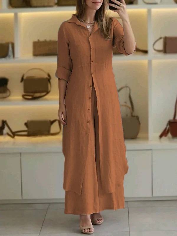 Women Casual Cotton and Linen Two-piece Set - MATCHING MASTER