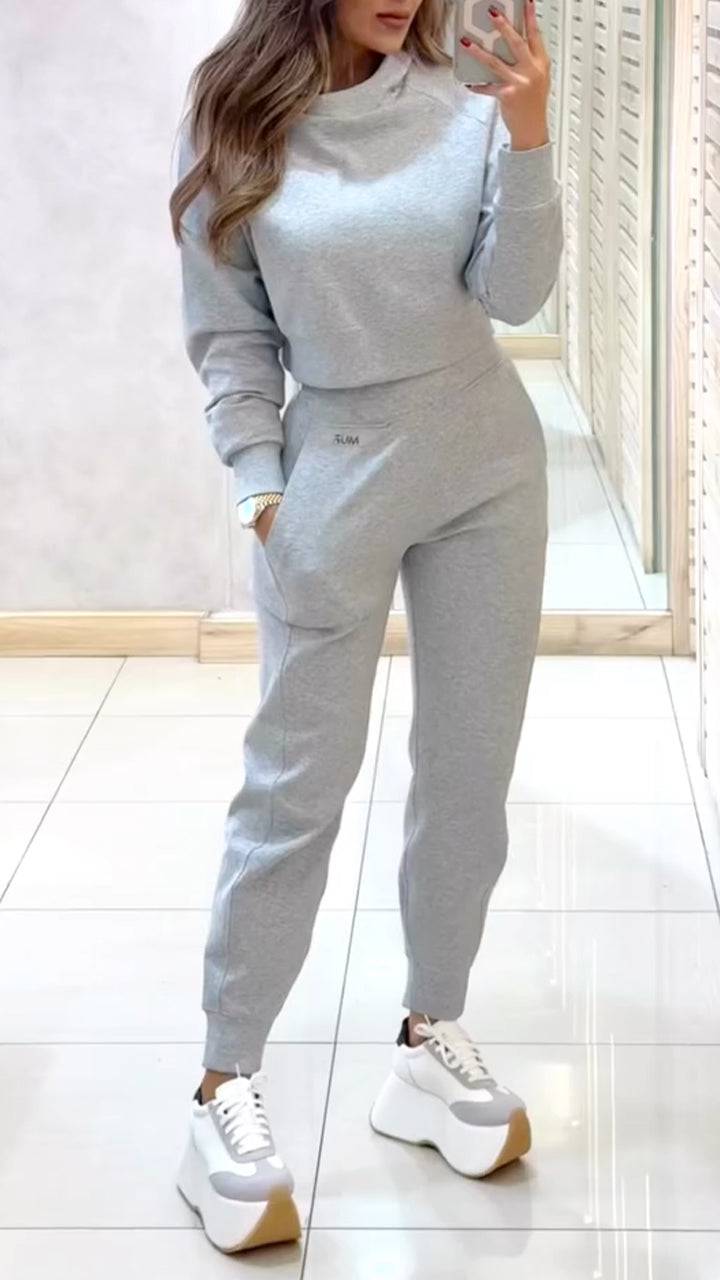 Women's High Collar Long Sleeve Autumn and Winter Casual Sweater Suit
