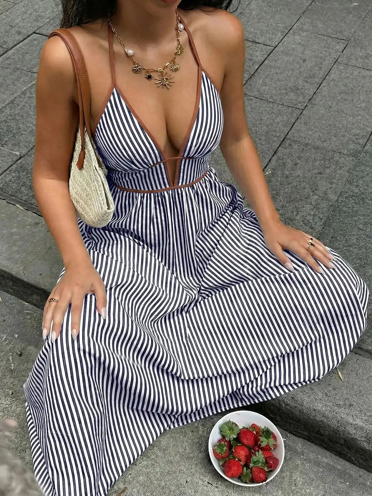 Striped Pattern Tie Front Dress 😍 ON ORDER😍 - MATCHING MASTER